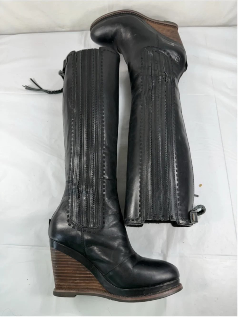 Ariat Ryman knee-high wedge boots SIZE 6.5 B Black Leather